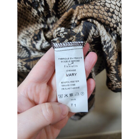 La Vie En Blanc Womens S Snake Print Button Down Blouse Shirt Long Sleeve T1 - Picture 6 of 6